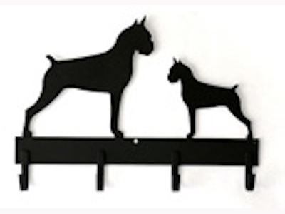 4 Hook 18 inch Leash Rack with 2 same Breed Silhouettes