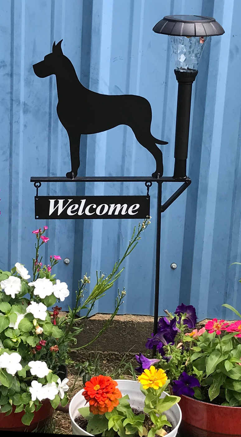 Welcome Sign Breed Silhouette Solar Light